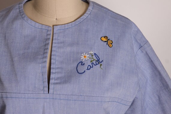 1970s Chambray Denim Look Short Sleeve Pullover C… - image 4