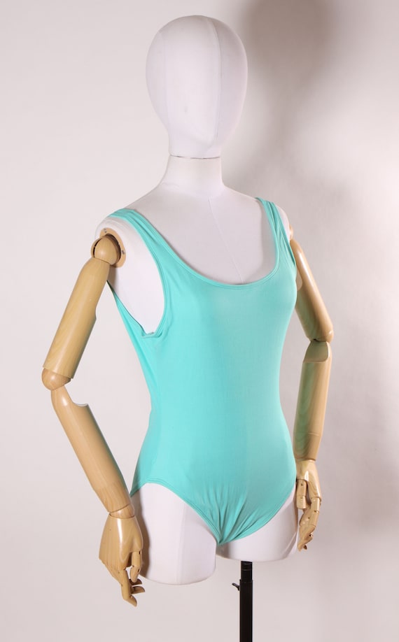 1980s 1990s Turquoise Blue One Piece Swimsuit by … - image 5