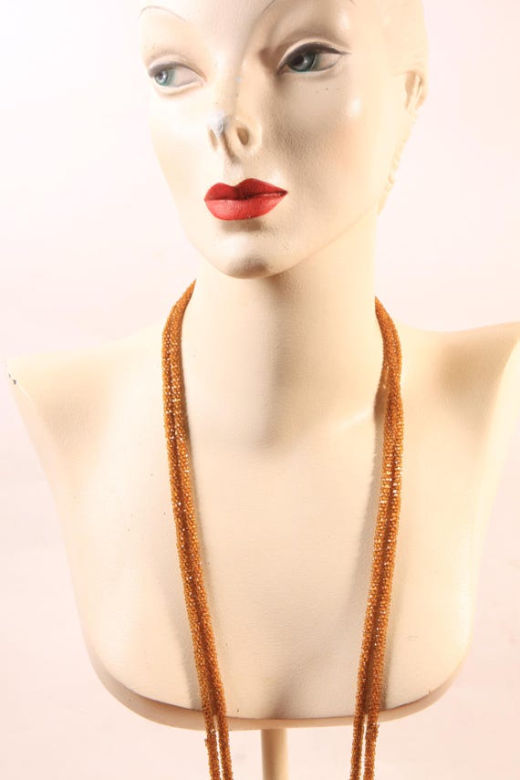 1920s Brown Beaded Pullover Flapper Necklace - image 10