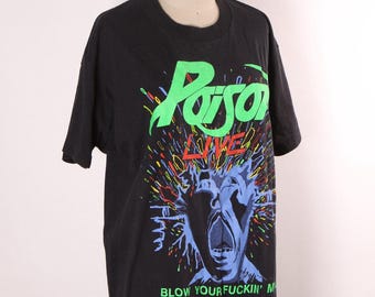 1980s 1988 Black Short Sleeve Single Stitch Poison Live Concert