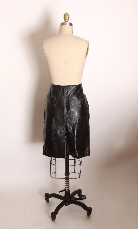 Deadstock 1980s Black Leather Stitched Patchwork … - image 6