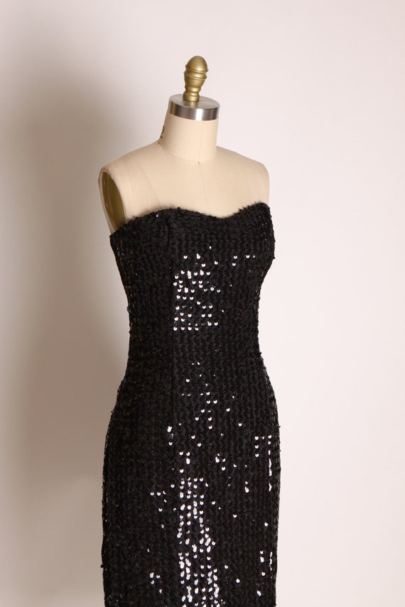 Late 1970s Early 1980s Black Sequin Strapless For… - image 6