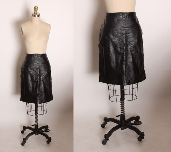 Deadstock 1980s Black Leather Stitched Patchwork … - image 1