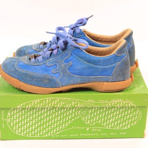 1970s Blue Suede Leather Tennis Shoes Sneakers by Wingnut Famolare-Size 7