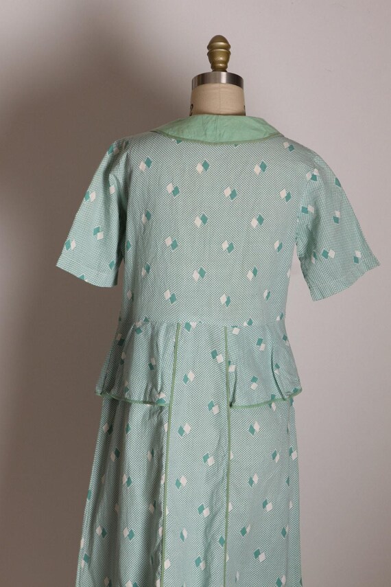1930s Feedsack Dress - Mint Green Diamond Print, … - image 9