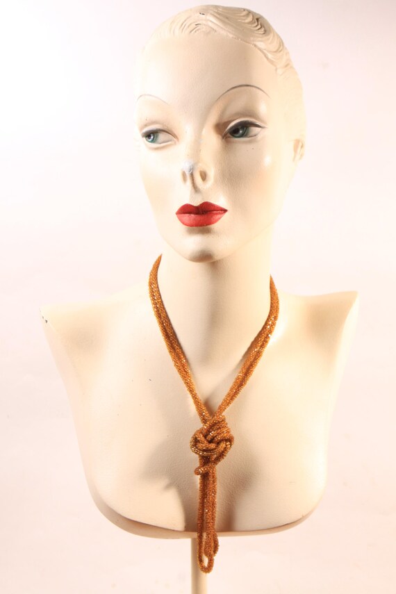 1920s Brown Beaded Pullover Flapper Necklace - image 2