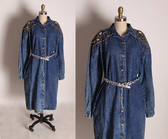 bedazzled denim dress