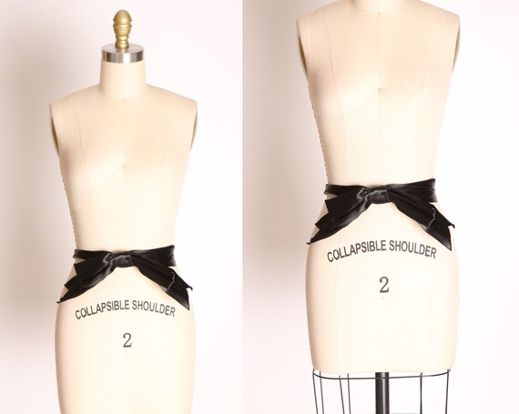 1940s Black Satin Oversized Bow Belt