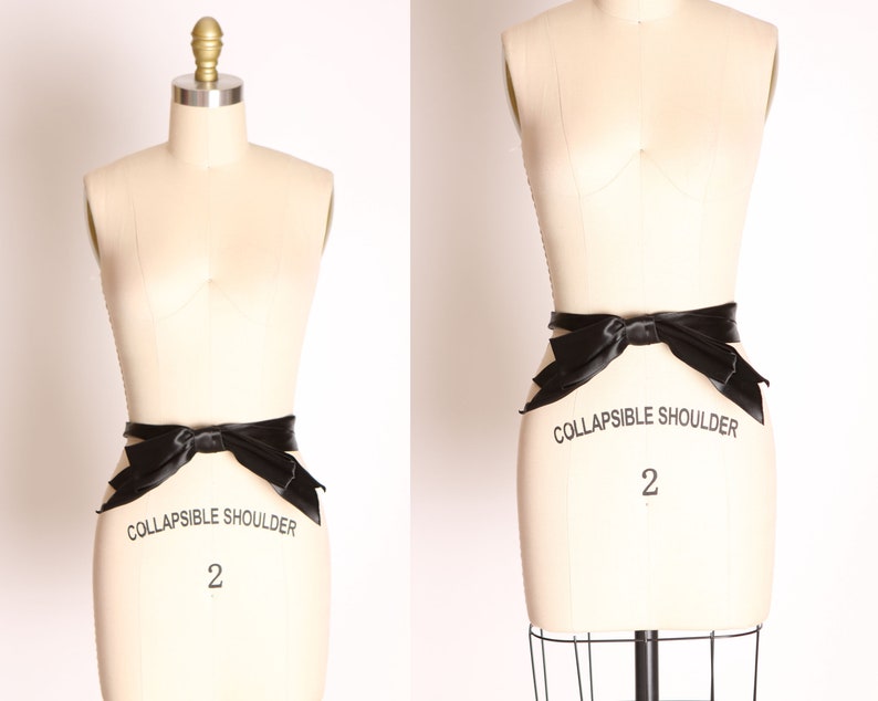 1940s Black Satin Oversized Bow Belt image 1