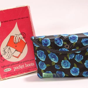 Deadstock 1960s Unworn Rubber Pocket Boots Carrying Bag Rubber Rain Boots by Totes -Size 10 Size 11