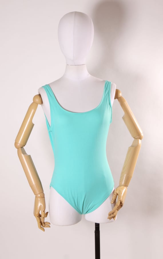 1980s 1990s Turquoise Blue One Piece Swimsuit by … - image 2