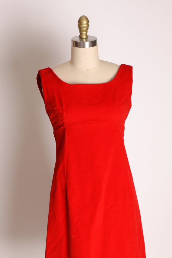 Early 1960s Red Velvet Sleeveless Mini Dress -XXS - image 3