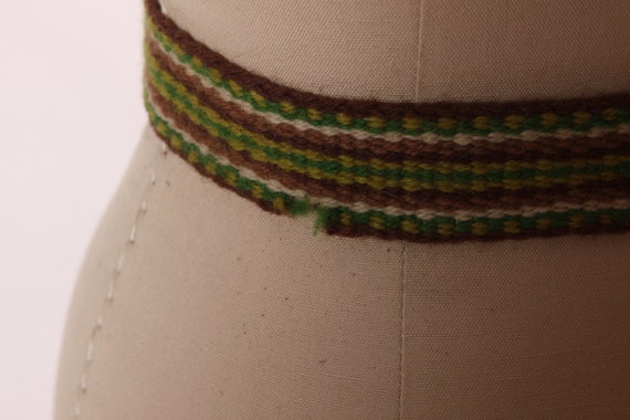 1970s Green, Beige and Brown Woven Fringe Belt - image 6