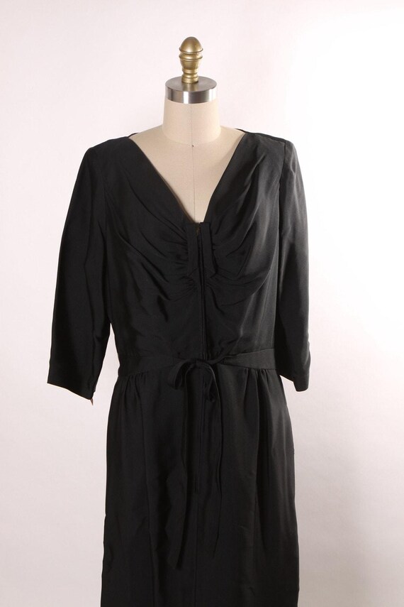 blue dress for baby girl Black 1940s Polka Dots Tie Neck Dress main image 1