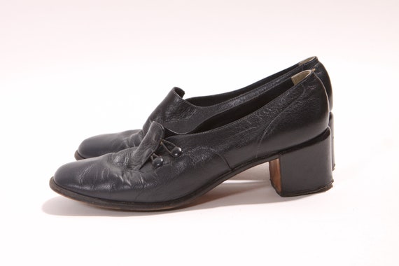 Zapatos de tacon corto con detalle de botones negros de la decada de 1960 de Amalji de Rangoui Tamano 7 1 2 Etsy Mexico