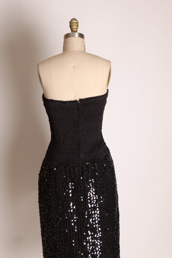 Late 1970s Early 1980s Black Sequin Strapless For… - image 8