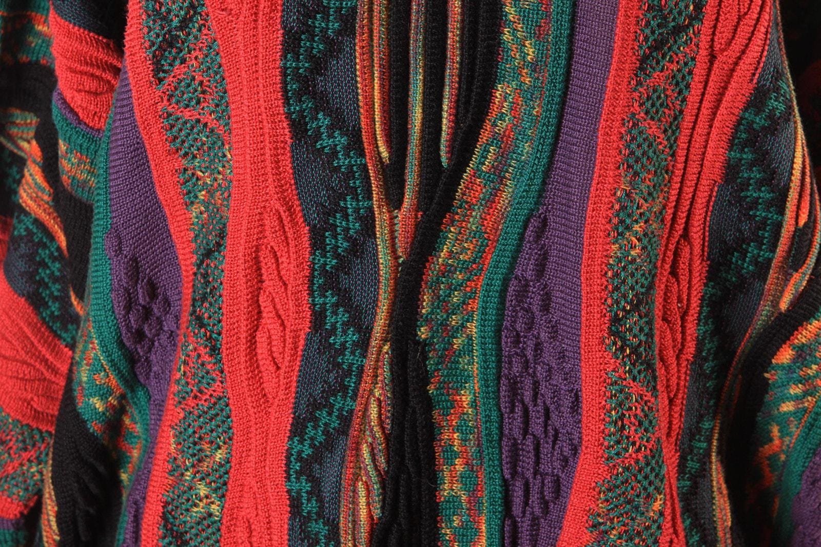 Vintage 80s Coogi Style Abstract Knit Sweater - XL - Etsy