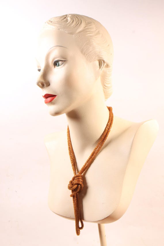1920s Brown Beaded Pullover Flapper Necklace - image 5