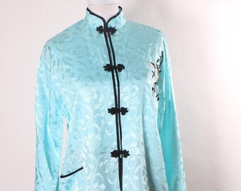 Vintage 1940s Satin Pajama Set – Floral Blouse & High Waisted Pants