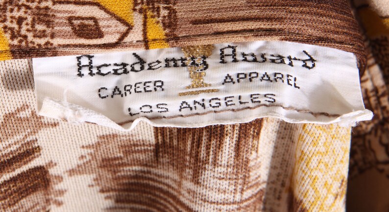 1970s Novelty House Home Realty Century 21 Realtor Polyester Button Down Shirt by Academy Award L