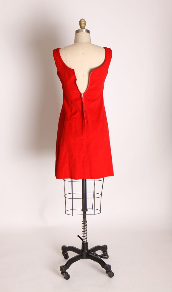 Early 1960s Red Velvet Sleeveless Mini Dress -XXS - image 7
