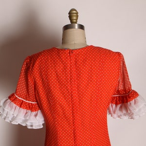 1970s Red and White Polka Dot Short Sleeve Sheer Organza Ruffle Trim by Miss Elliette M image 7