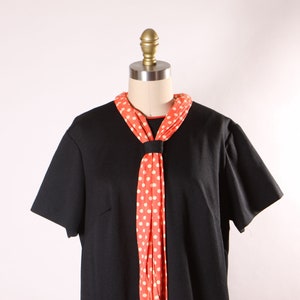 1960s Black and Red Short Sleeve Plus Size Volup Red Trim Polka Dot Scarf Scooter Dress by ShipShape XL image 4