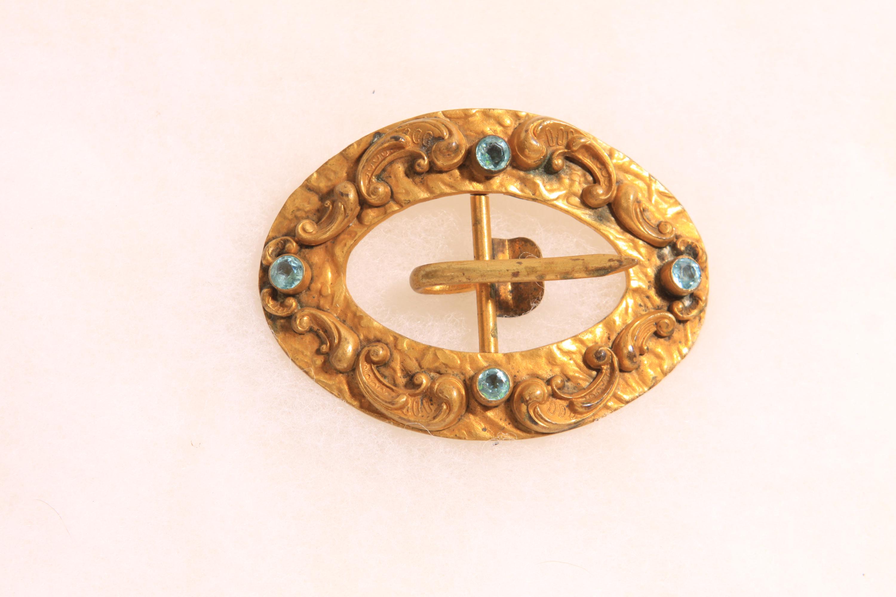 Vintage Art Nouveau Style belt buckle with Blue and Gold Accents Buckle Up ? ? @jennifertilly in the aquamarine and ruby  main image 2