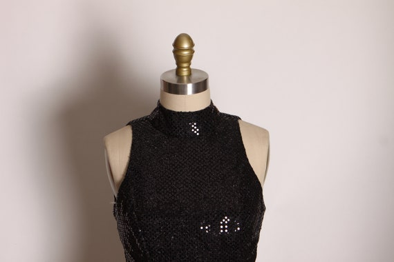 1980s Black Sequin Sleeveless Dance Costume Top B… - image 4