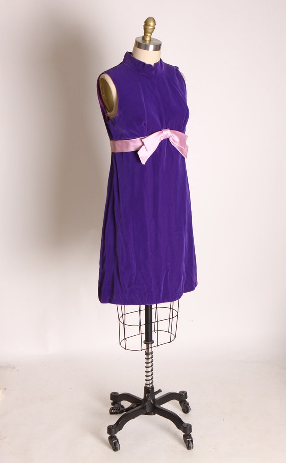 1960s Deep Purple Sleeveless Empire Waist Light P… - image 5