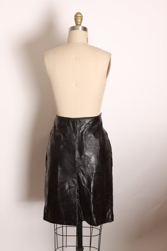 Deadstock 1980s Black Leather Stitched Patchwork … - image 7
