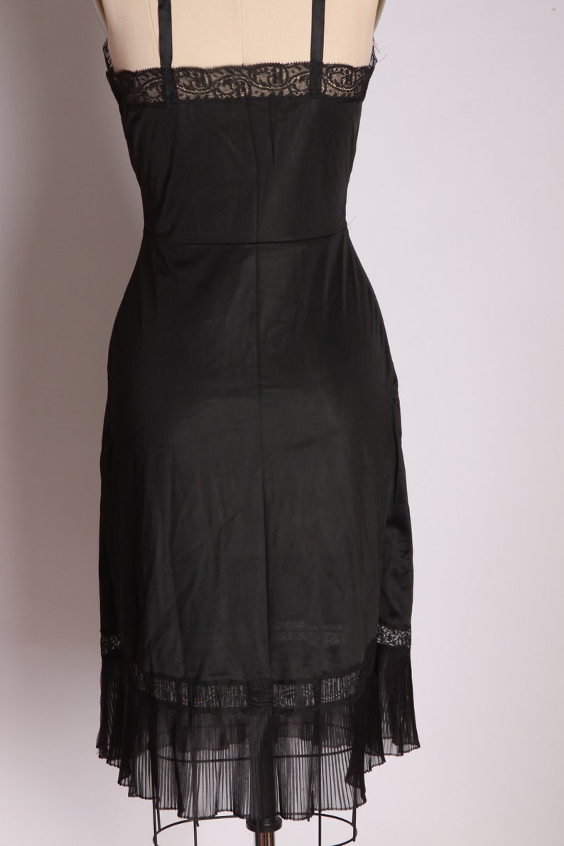 1950s Black Nylon Pleated Hem and Bodice Dress Slip by Charmode