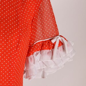 1970s Red and White Polka Dot Short Sleeve Sheer Organza Ruffle Trim by Miss Elliette M image 4