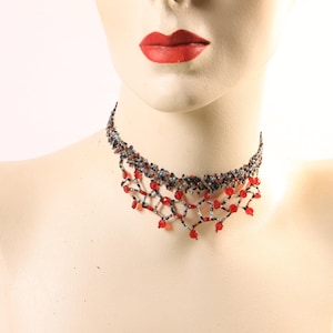 1920s 1930s Multi-Colored Glass Beaded Flapper Choker Necklace