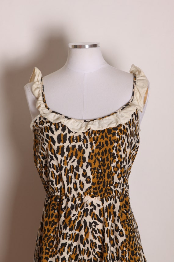 1950s Brown, Cream and Black Tiki Jungle Leopard … - image 2