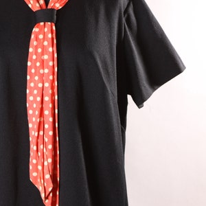 1960s Black and Red Short Sleeve Plus Size Volup Red Trim Polka Dot Scarf Scooter Dress by ShipShape XL image 5