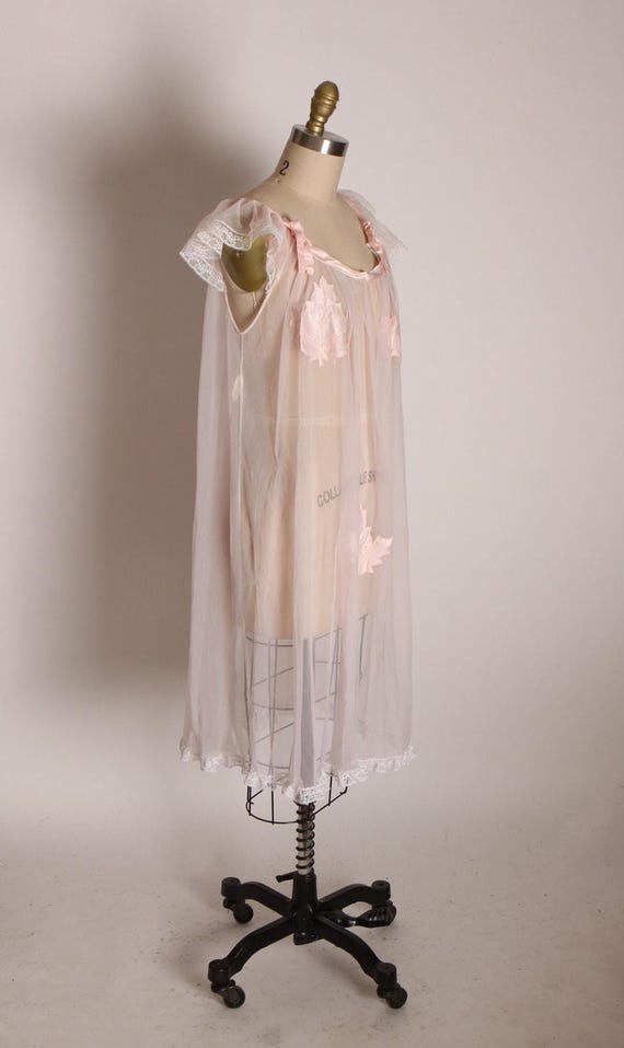 1950s Pink Sheer Babydoll Nightgown – Fig Leaf Ap… - image 7
