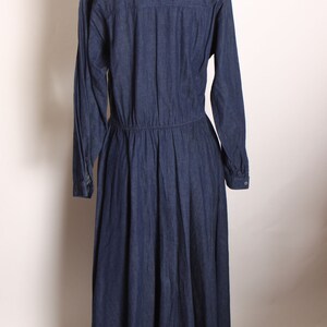 1980s Blue Denim Button Up Fit and Flare Long Sleeve Dress by Andrew Harvey L image 7