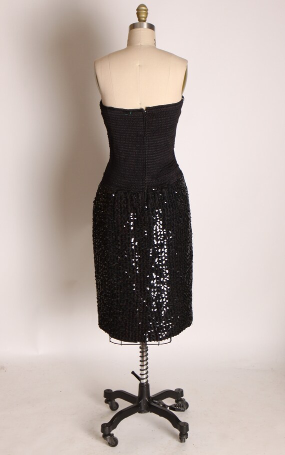 Late 1970s Early 1980s Black Sequin Strapless For… - image 7