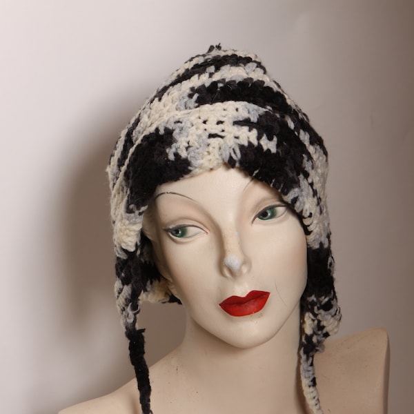 Long Black and White Stocking Cap Etsy