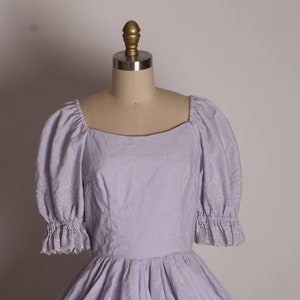 Late 1960s Early 1970s Purple Floral Embroidery Short Sleeve Western Square Dance Dress S image 4