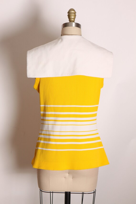 1970s Yellow and White Striped Sleeveless Sailor … - image 6