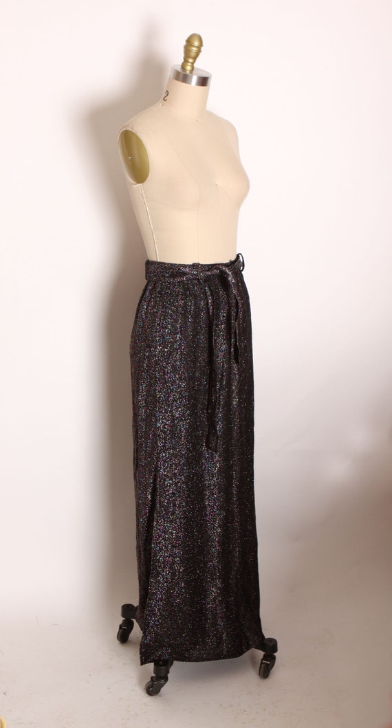 1960s 1970s Black and Rainbow Metallic Lurex Ankl… - image 5