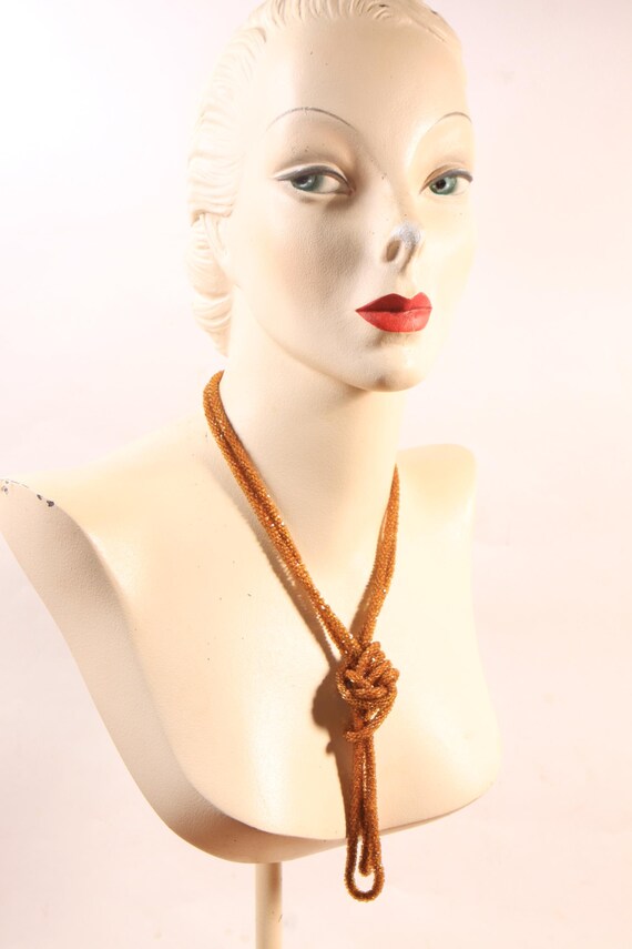 1920s Brown Beaded Pullover Flapper Necklace - image 3