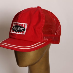 1970s Red and White MoorMans Mesh Snap Back Trucker Hat Ball Cap image 5