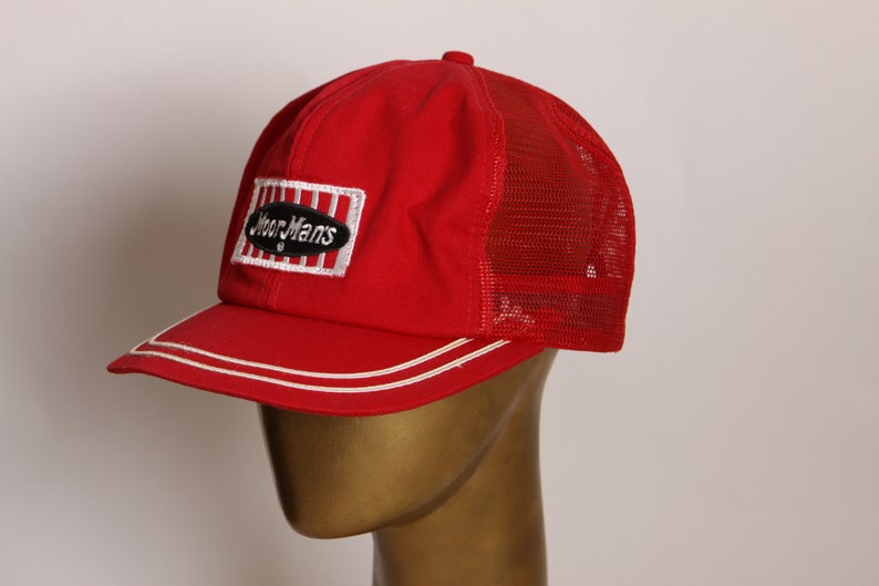 1970s Red and White MoorMans Mesh Snap Back Trucker Hat Ball Cap image 5