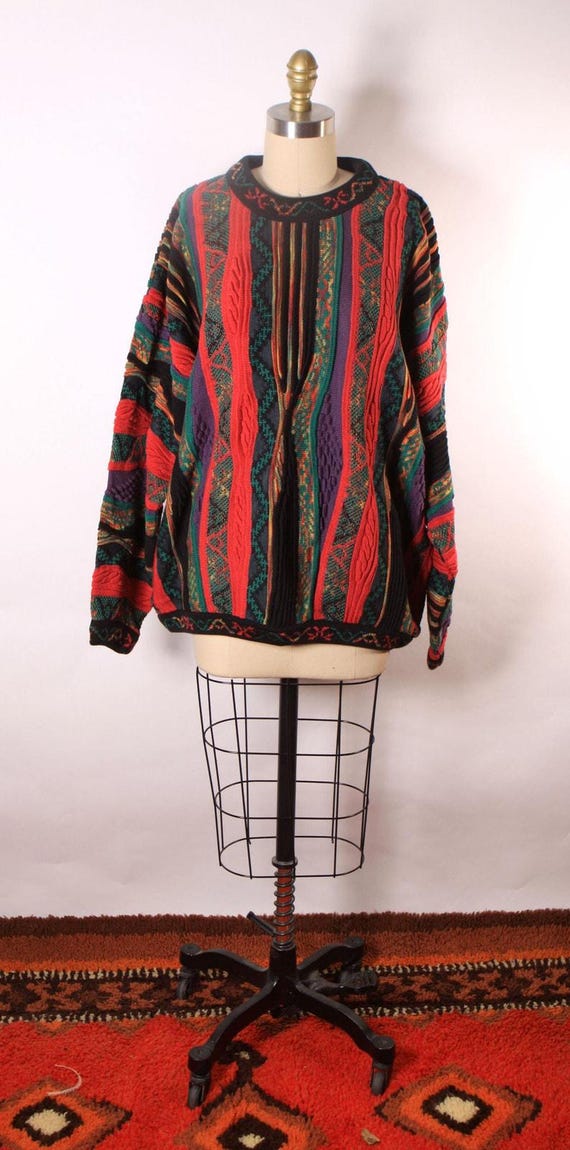 Vintage 80s Coogi Style Abstract Knit Sweater - XL - Etsy