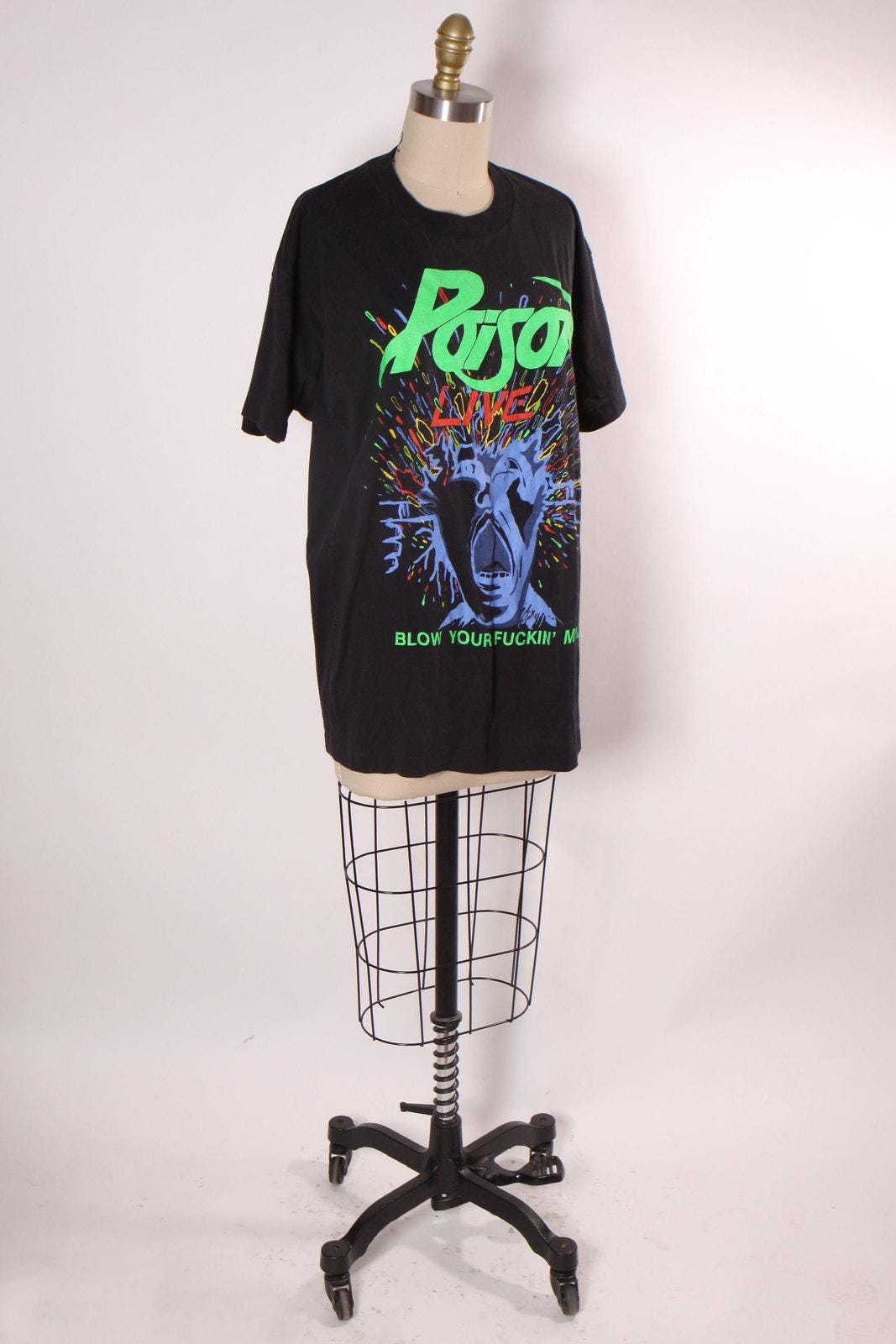 1980s 1988 Black Short Sleeve Single Stitch Poison Live Concert