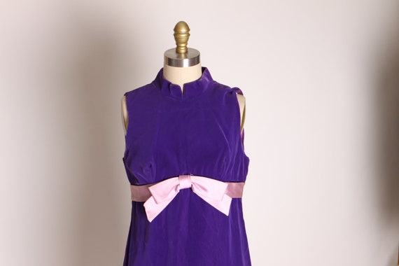 1960s Deep Purple Sleeveless Empire Waist Light P… - image 4