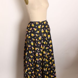 1970s Black, Yellow, Green and Pink Floral Full Length Prairie Cottagecore Skirt by Lanz Original M image 6